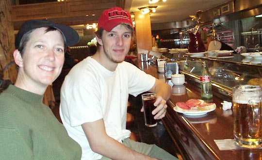 BJ and Jon eating Tapas in Madrid