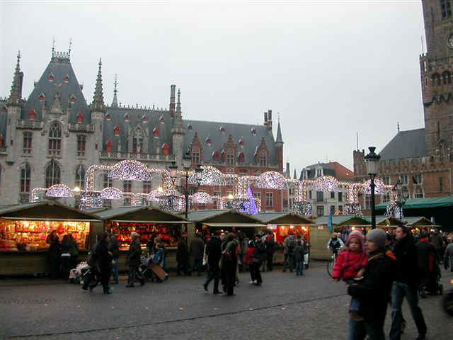 Christmas Market booths were selling treats like Gluwein and Wafels.